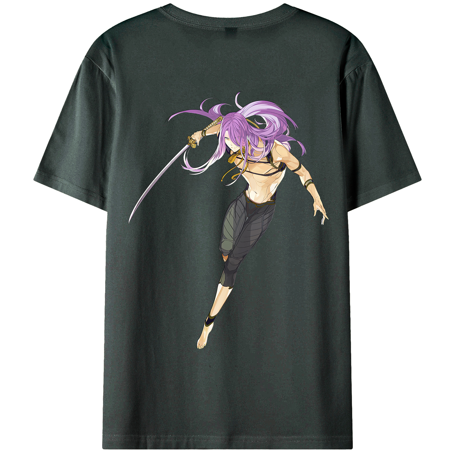 （画像用） 刀剣乱舞 Touken Ranbu 綿100％ メンズ半袖Tシャツ（バックプリント） 通気性